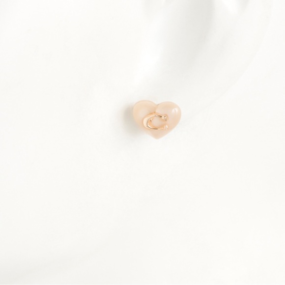 Coach Resin Heart C Stud Earrings - Picture 2 of 7